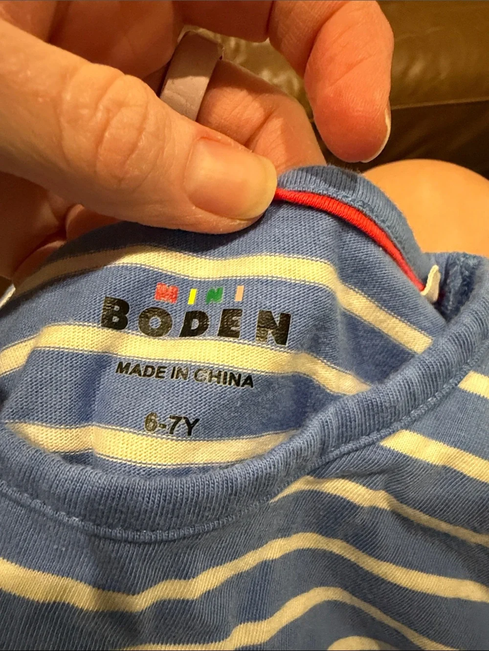 Mini Boden Blue Striped Fruit Appliqué Kids Dress